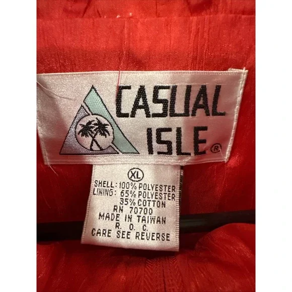 VTG 90's Casual Isle Red Stripe Beach Windbreaker Nautical Seashell Jacket XL - Picture 10 of 15